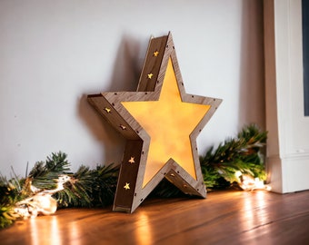 Christmas Wall Decor, Wooden Led Table Decor, Wooden Christmas Table Decor, Christmas Wall Decor, Star Wooden Christmas Decor