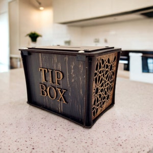 Customizable Piggy Bank, Customizable Tip Box ,Wooden Tipping Box, Restaurant Tip Box , Coin Bank image 9