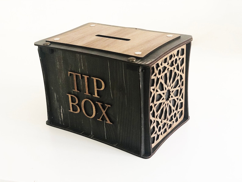 Customizable Piggy Bank, Customizable Tip Box ,Wooden Tipping Box, Restaurant Tip Box , Coin Bank image 6