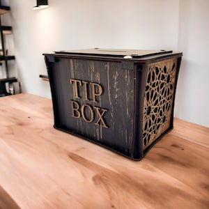Customizable Piggy Bank, Customizable Tip Box ,Wooden Tipping Box, Restaurant Tip Box , Coin Bank image 10