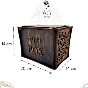 Customizable Piggy Bank, Customizable Tip Box ,Wooden Tipping Box, Restaurant Tip Box , Coin Bank image 8