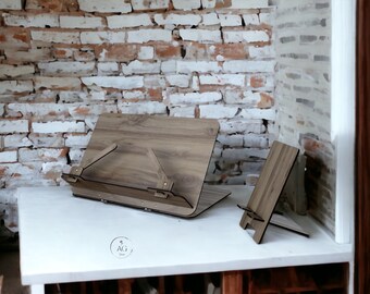 Handcrafted Wooden Tablet and Phone Stand  Natural Wood Holder ,Phone Stand Gift ,  Cookbook Stand and Ipad Tablet Stand