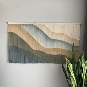 Große moderne Berg Makramee Wandbehang Boho Dekor Makramee Wandkunst für Kopfteil Dekoration Tapisserie abstrakte Wandbehang Faserkunst
