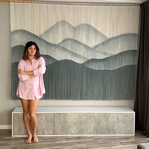 EXTRA Large Modern Mountain Macrame Wall Hanging – Hand-Dyed Fiber Art