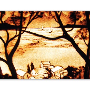 Carte postale peinture sur sable Italie