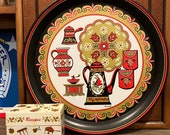 Vintage Maxey Coffee and Tea Large Metal Serving Tray and coordinating Ohio Art Recipe Box choose between tray and recipe box