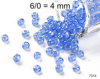 Rocailles - Perlen - transparent kornblumenblau - ca. 4mm - Glas
