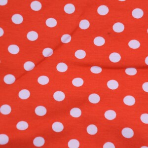 Remnant, fabric remnant, leftover cotton jersey - white dots on orange