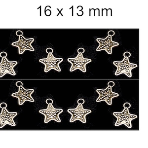 Pendant star, starfish, metal, approx. 16 x 13 mm