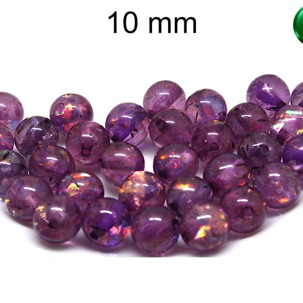 Perle ronde en guirlande violet foncé Polaris, environ 10 mm