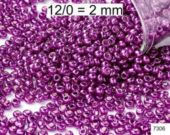 Rocailles - Perlen - metallic lila - ca. 2mm - Glas