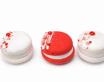 Faux Christmas Peppermint Macaroon Cookie with Candy Cane Peppermint Decor