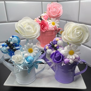 Faux Butterfly Cookie in Metal Watering Can with  Embellishments