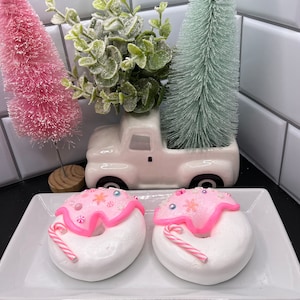 Faux Christmas Peppermint Donut | Candy Cane Decor | Pink Christmas | Candyland Christmas