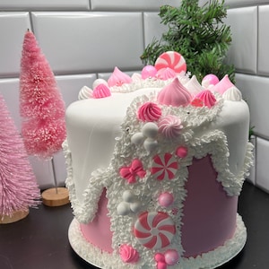 Faux Cake Christmas Pink Peppermint Cake