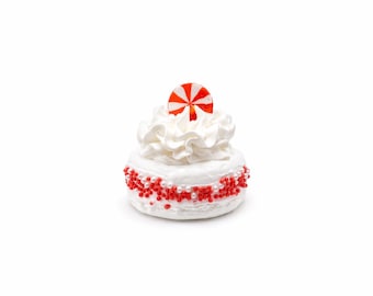 Faux Christmas Peppermint Macaroon Cookie with Candy Cane Peppermint Decor