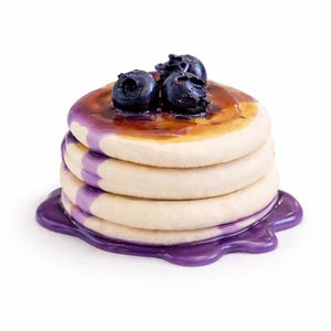 Faux Mini Blueberry Pancake Stack with Spill Over Resin Blueberry Syrup | Breakfast Bar Decor