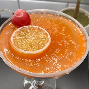 Faux Orange Margarita with Fake Ice Cubes and Embellishments | Fake Drink | Resin Drink | Orange Resin Drink
