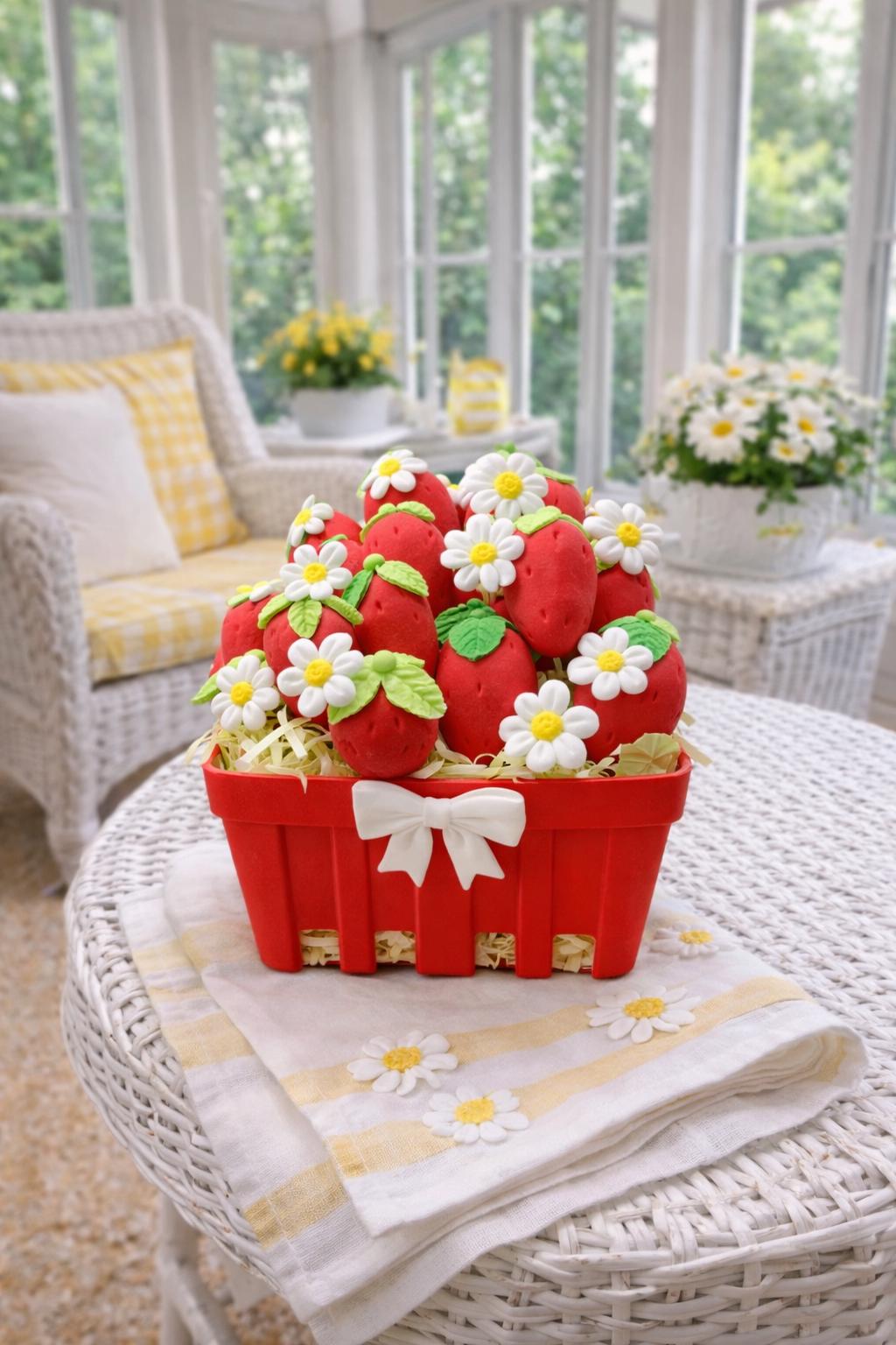 Faux Strawberry Basket With Daisy Embellishments - Etsy