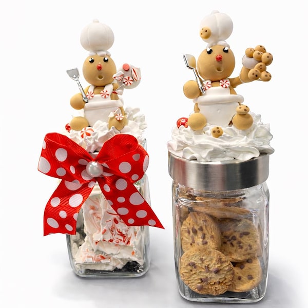 Gingerbread Chef Faux Cookie Jar, Handmade Christmas Decor