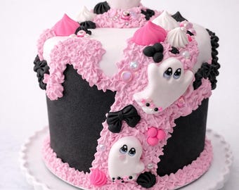 Pink Glam Halloween Faux Cake | Ghost Decor