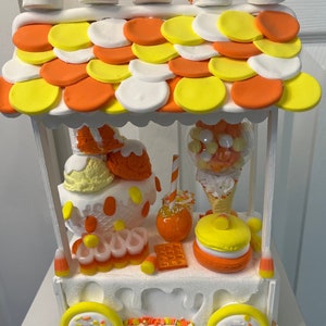 Large Faux Candy Corn Sweets Cart | Halloween Centerpiece Centerpiece