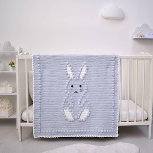 Bobbly Bunny Rabbit Crochet Baby Blanket CROCHET PATTERN, crochet bunny blanket, baby blanket crochet pattern, crochet baby blanket pattern