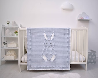 Bobbly Bunny Rabbit Crochet Baby Blanket CROCHET PATTERN, crochet bunny blanket, baby blanket crochet pattern, crochet baby blanket pattern