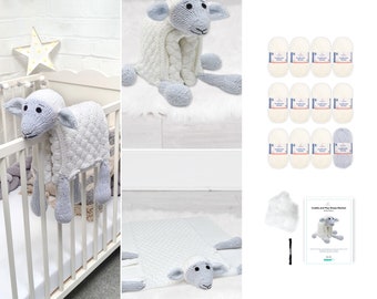 KIT de hilo de punto de oveja / kit de manta de punto / abrazar y jugar manta de bebé de punto de oveja / relleno de juguete / patrón de manta de punto de oveja /