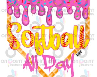 Softball All Day home plate drip design RM13 Sublimation DTF