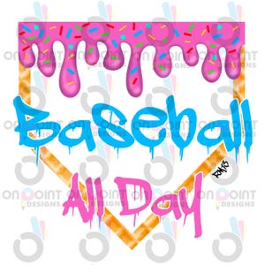 Baseball All Day Drip Home Plate Ice Cream RM13 sublimation png digital design