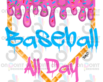 Baseball All Day Drip Home Plate Ice Cream RM13 sublimation png digital design
