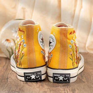 Custom Embroidered Converse: Garden Flower & Name Design