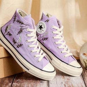 Custom Converse Embroidery Flowers, Wedding Converse Embroidered Floral, Bridal Sneakers Embroidered Flowers, Anniversary Gifts for Her