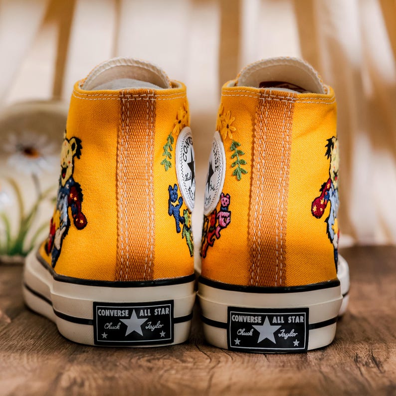 Custom Embroidered Bearbrick Converse Shoes, Converse Embroidery Bearbrick, Custom Cute Bear Embroidered Sneakers, Perfect Gift Idea
