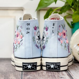 Embroidered Converse, Embroidered Floral, Custom Converse High Top,  Converse Embroidered With Colorful Flower Garden, Personalized Gifts
