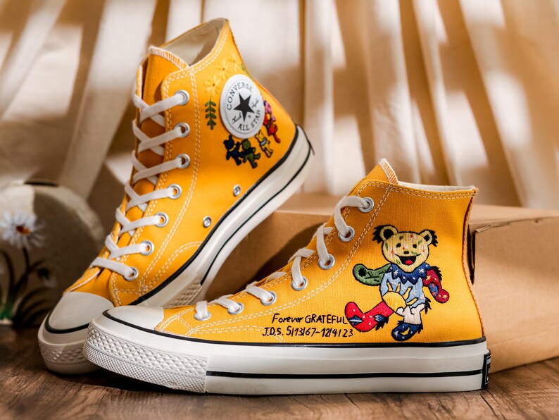 Custom Embroidered Bearbrick Converse Shoes, Converse Embroidery Bearbrick, Custom Cute Bear Embroidered Sneakers, Perfect Gift Idea