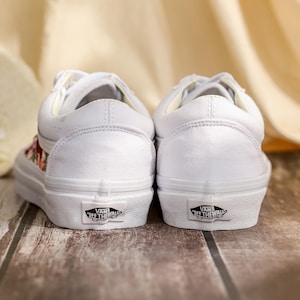 Custom Embroidered Vans Old Skool, Flowers, Pet Embroidered Wedding Reception Shoes, Floral Embroidered Sneaker, Personalized Bridal Sneaker