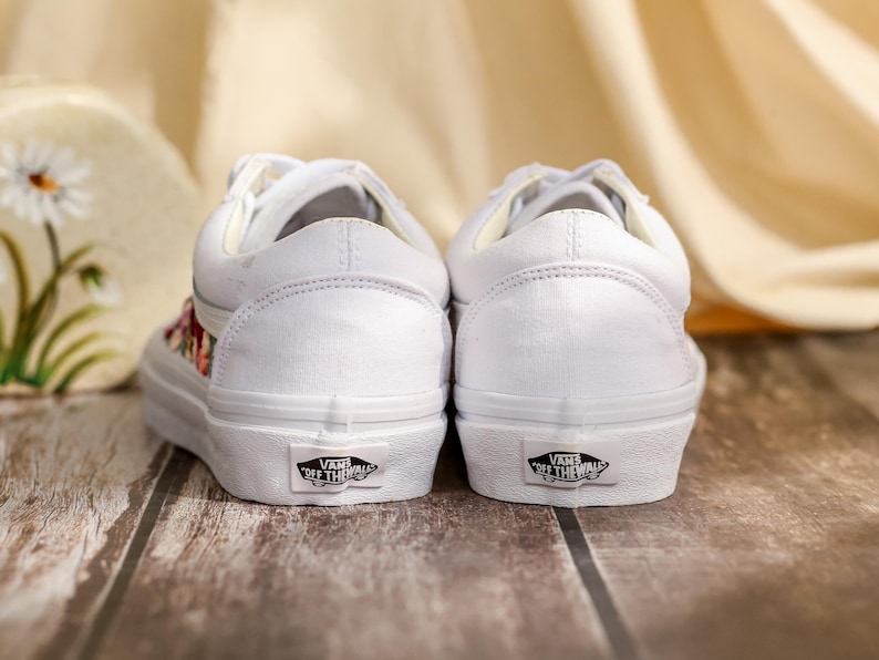 Custom Embroidered Vans Old Skool, Flowers, Pet Embroidered Wedding Reception Shoes, Floral Embroidered Sneaker, Personalized Bridal Sneaker