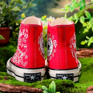 Custom Embroidered Converse Christmas, Noel and Snowflakes Embroidered Converse, Custom Shoes Embroidery Merry Christmas, Christmas Gifts