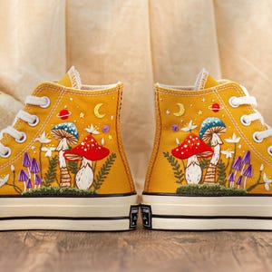 Custom Converse Chuck Taylor Mushrooms Embroidered Converse Shoes, Mushrooms Embroidered Converse Custom, Mushrooms Embroidered Sneaker