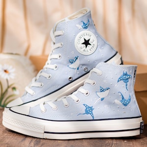 Ray Embroidered Converse Chuck Taylor 1970s: Custom Ocean Embroidery Shoes