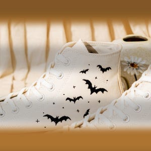 Unique Personalized Embroidered Converse High Tops, Custom Halloween Embroidery Sneakers, Creepy Spider Embroidery Converse, Halloween Gift