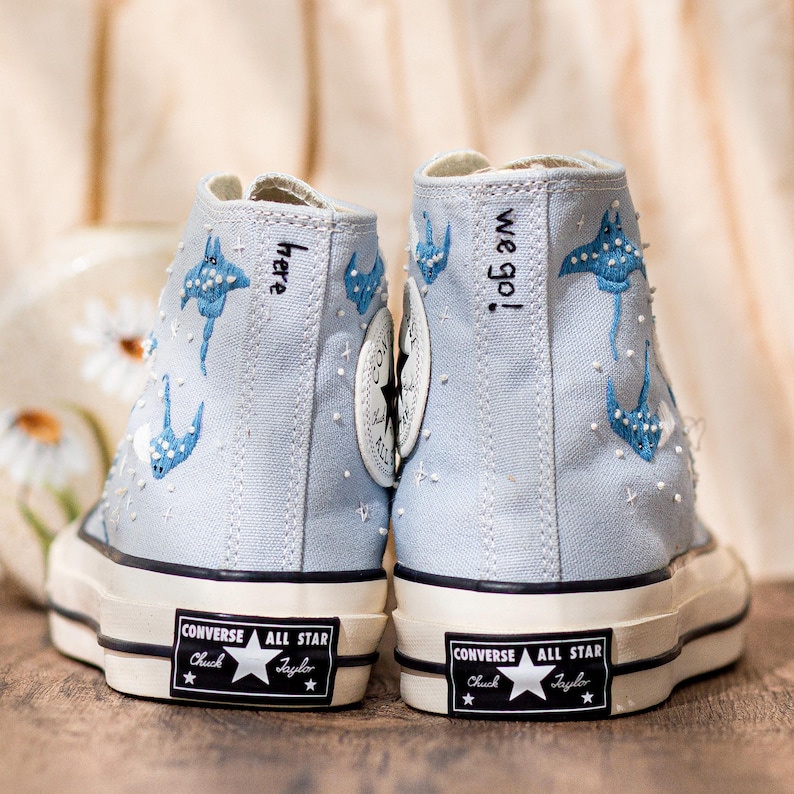 Ray Embroidered Converse Chuck Taylor 1970s: Custom Ocean Embroidery Shoes