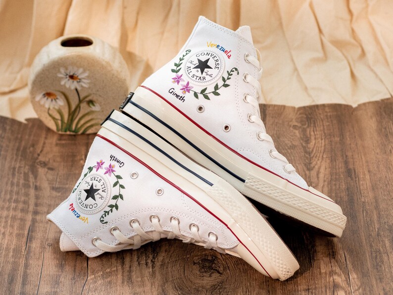 Venezuela Flag Embroidered Sneakers, Custom Converse Venezuelan Pride Gift