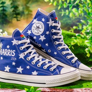 Embroidered Converse, Embroidered Star Converse, Shoes Embroidery Stars, Custom Converse Men, Custom Shoes Embroidered Stars Sneakers Gift