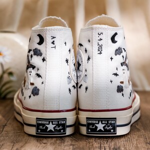 Embroidered Converse High Tops, Ghost Embroidered Shoes Custom, Halloween Embroidered Sneakers, Converse Embroidery Ghost, Halloween Gifts