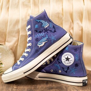 Custom Hammerhead Whale Embroidered Converse Sneakers: Orca Sea Life Shoes