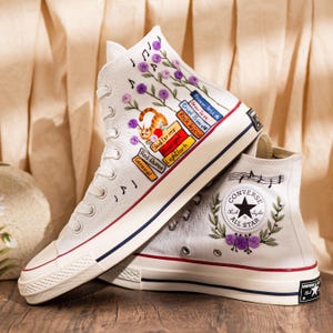 Embroidered Converse Book Lover, Flower & 1989 Embroidered Sneaker, Cat Embroidery Shoes, Handmade Gifts