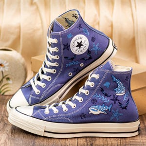 Custom Hammerhead Whale Embroidered Converse Sneakers: Orca Sea Life Shoes